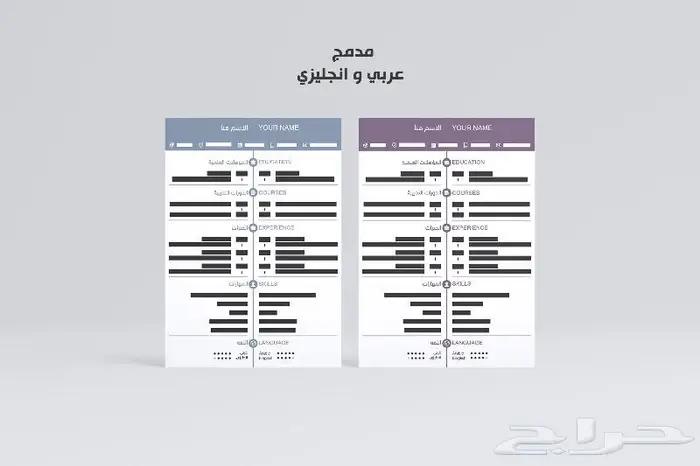 سيرة ذاتية لغتين مدمج عربي وانجليزي CV 2