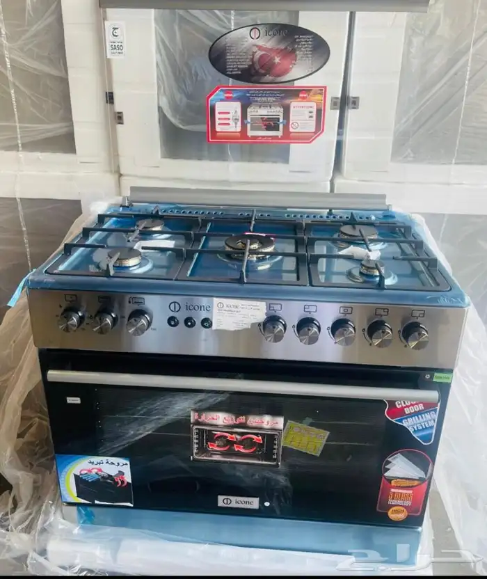 فرن غاز اي كون شبك ثقيل 90X60 تركي موصفات اطالي 5 عيون 0