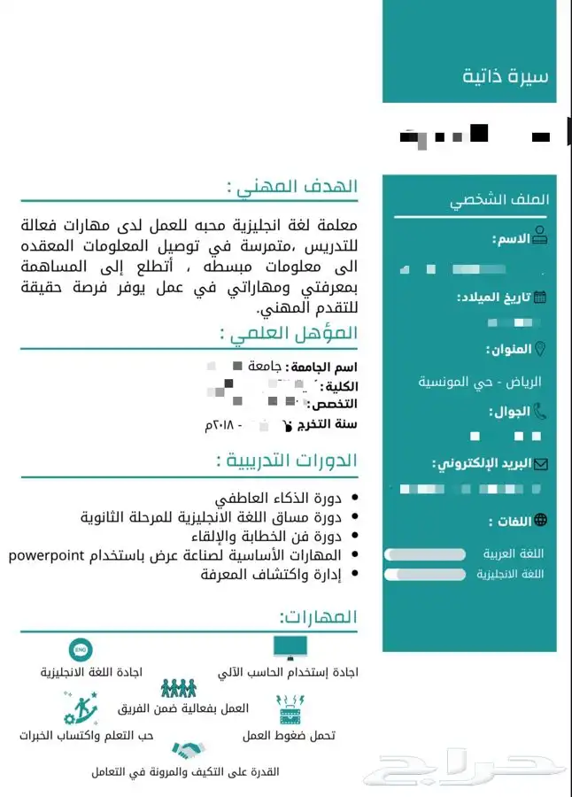سيرة ذاتية انفوجرافيك 2