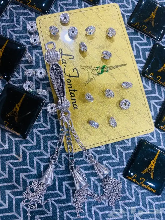 سبحه فاخرة كريستال أسود بشراب طربزونة وفواصل زركون 6