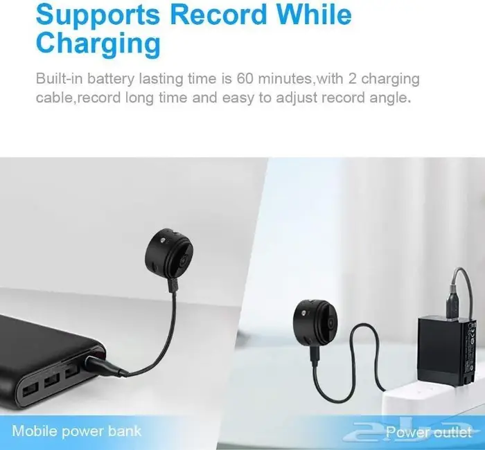 كاميرا مراقبة صغيرة لاسلكية محمولة لتسجيل الفيديوبشبكة WiFi 6