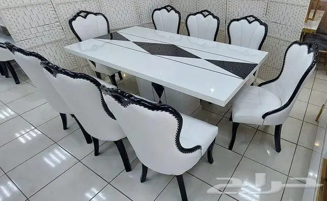 طاولات طعام رخام و ستيل ذهبي فضي اشكال مختلفة 3