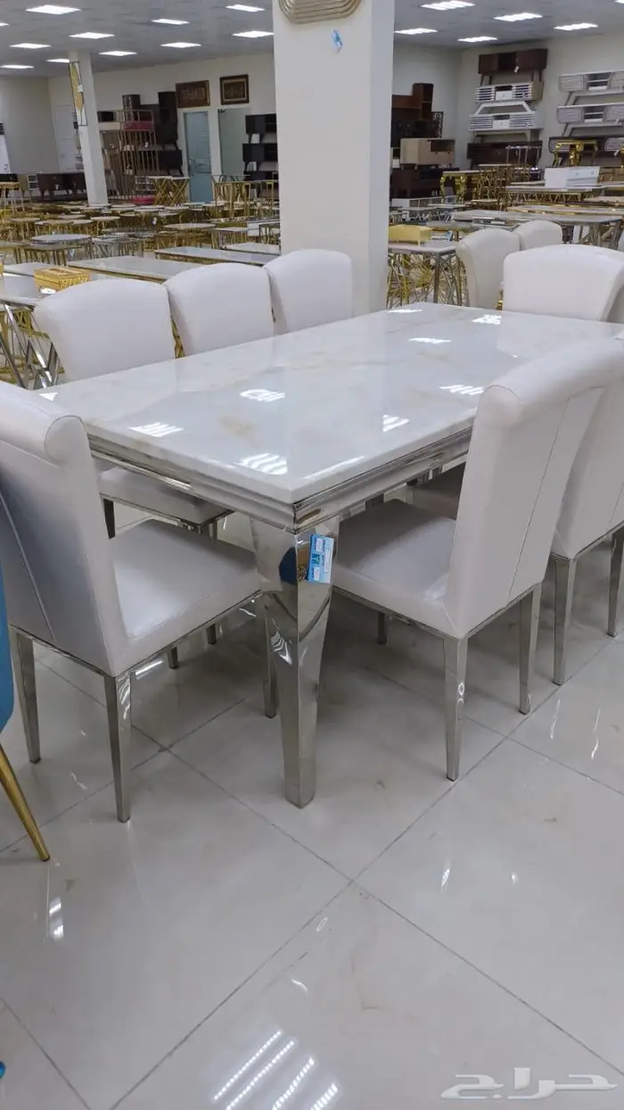 طاولات طعام رخام و ستيل ذهبي فضي اشكال مختلفة 8