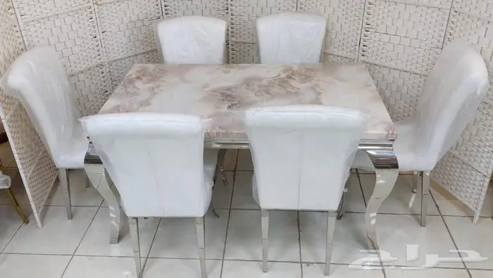 طاولات طعام رخام و ستيل ذهبي فضي اشكال مختلفة 10