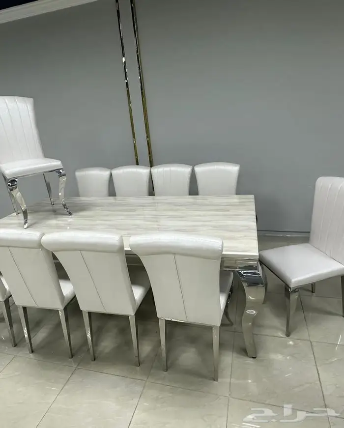 طاولات طعام رخام و ستيل ذهبي فضي اشكال مختلفة 5