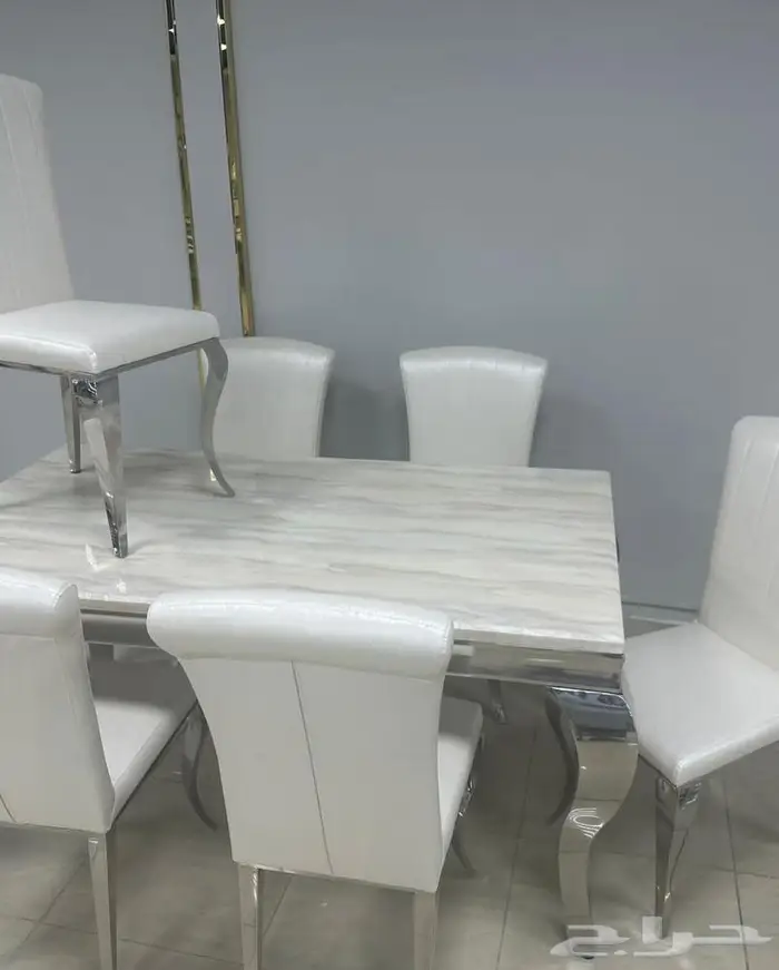 طاولات طعام رخام و ستيل ذهبي فضي اشكال مختلفة 6