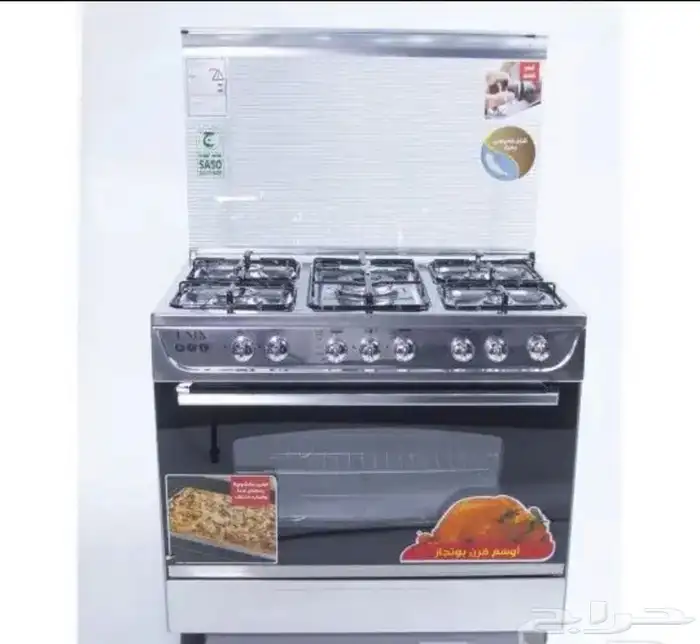 عرض فرن غاز يونكس خمسه عيون 5 استيل 60X90 0