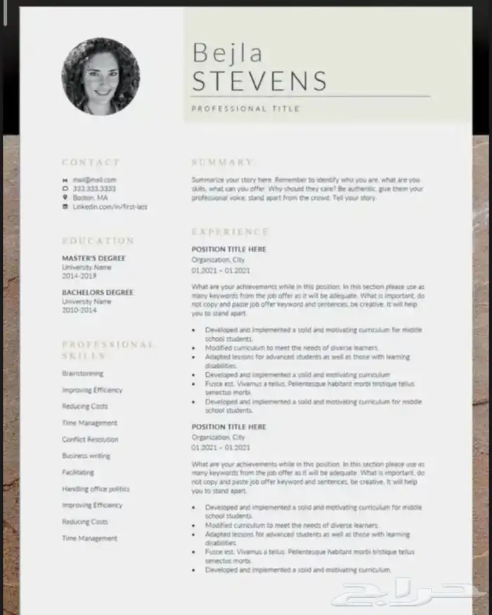 تصميم سيرة ذاتية 0