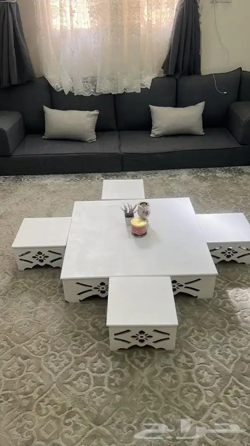 طاولة ارضية قهوة او مجلس خشبي خماسي 13