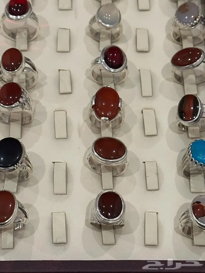 خواتم عقيق يمني فضة عيار 999 0