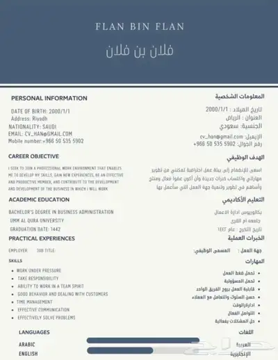 تصميم سيرة ذاتية بإحترافية 0