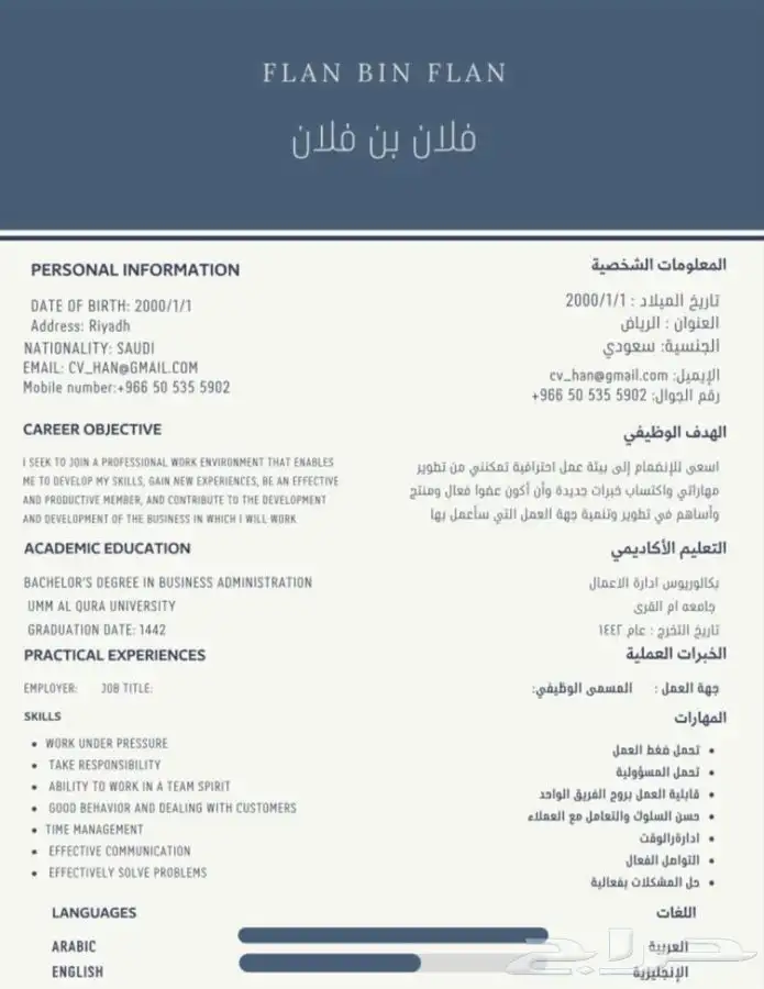 تصميم سيرة ذاتية بإحترافية 0