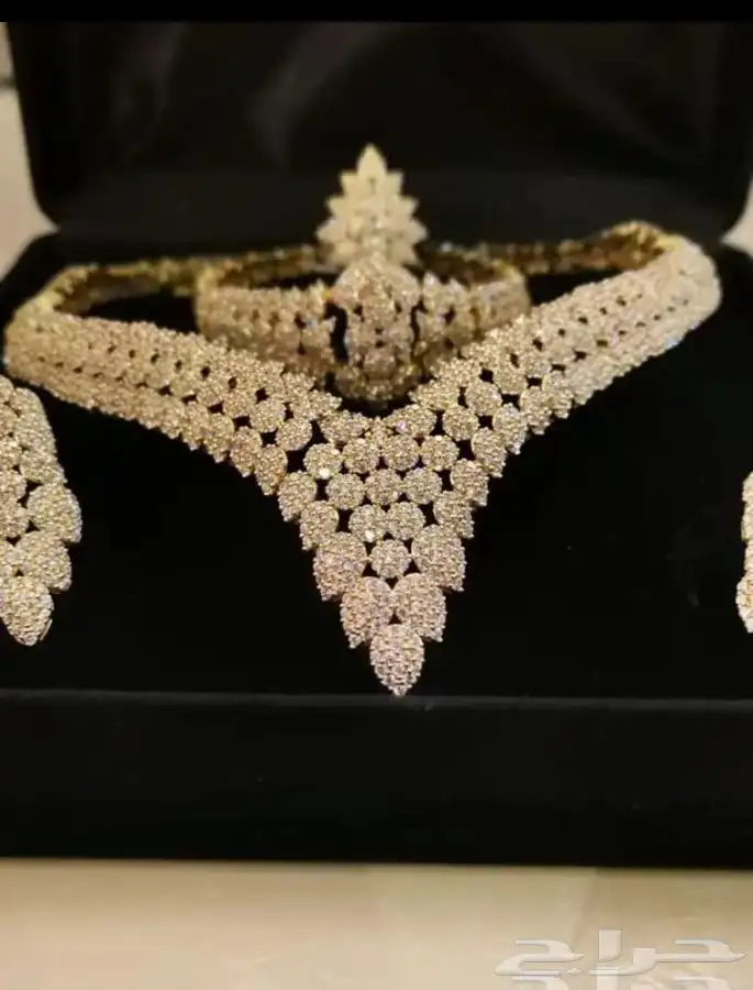 طقم اكسسوار زيركون عرايس هدية زواج ملكة (لون ذهبي) 1