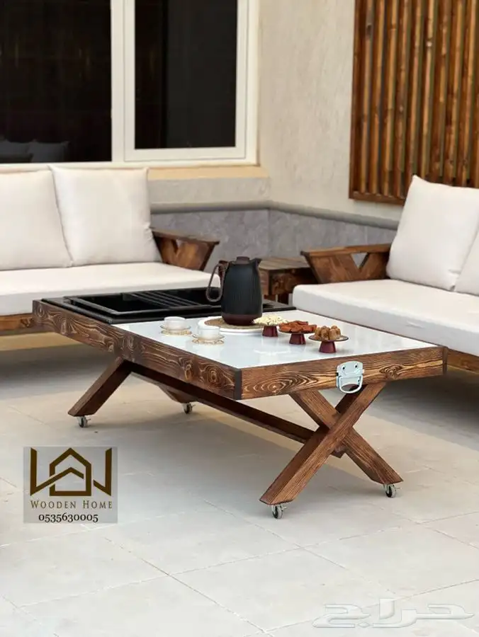 كراسي خشب   جلسات خارجيه   طاولات   تصميم ديكور وحديقة 3