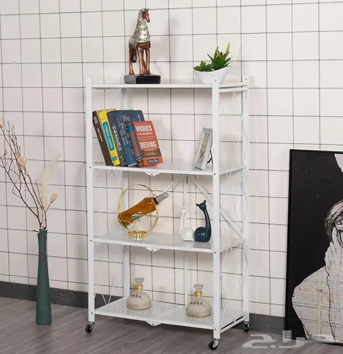 رف تخزين 4 طوابق قابل للطي متعدد ابيض واسود 260 ر.س 2