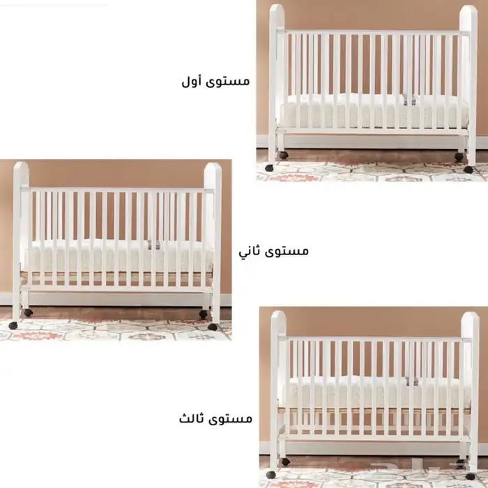 سرير اطفال خشب (ابيض) 4
