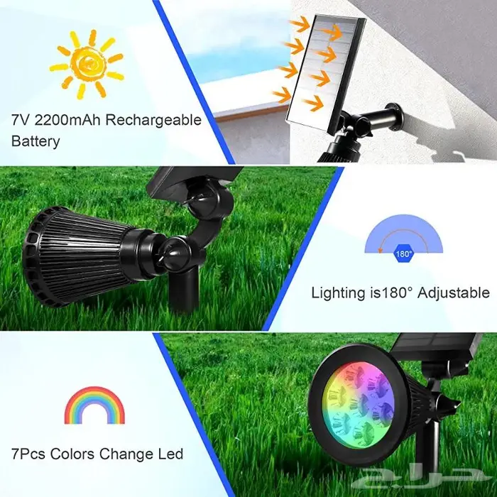 لمبة حديقه ومزارع وبيوت سبعه الوان طاقة شمسيه 0