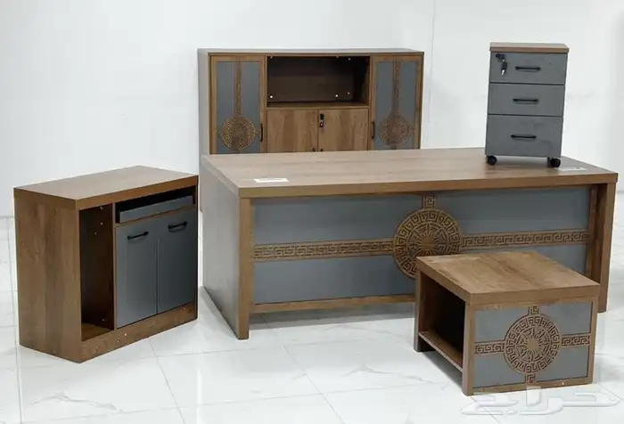 مكاتب إدارية خشب جديد بالكرتون طقم وبالحبة 3