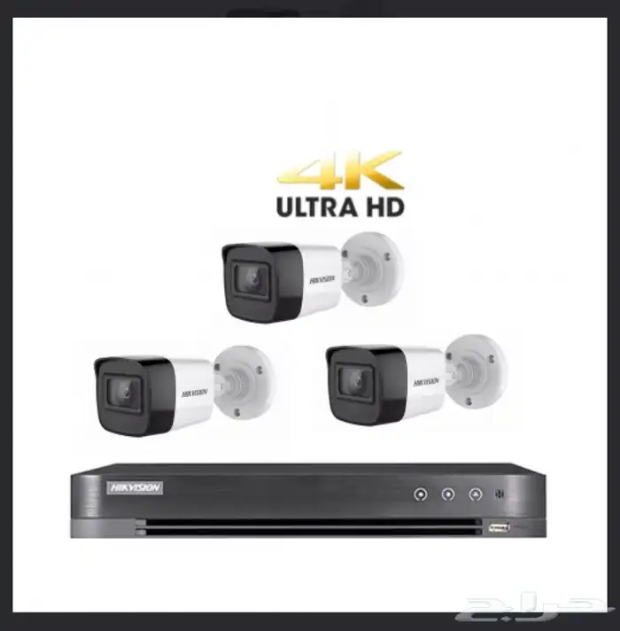 عدد 3 كاميرات 8 ميجا 4K - خارجية رؤية ليلية مع جهاز تسجيل 0