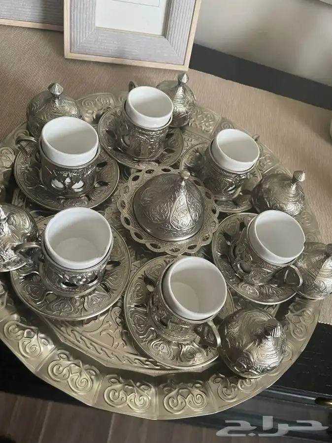 طقم فناجين قهوه تركي فضي 1