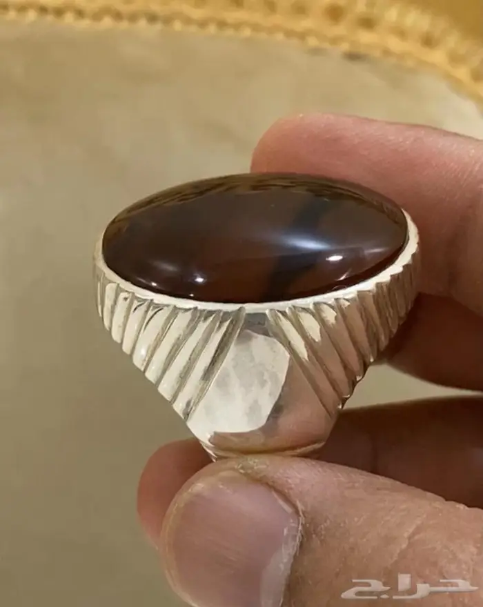 خاتم عقيق كبدي زعفراني ملكي راهي وفخم 2