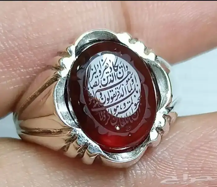 خاتم عقيق يمني تفصال فضه ثقيل 0