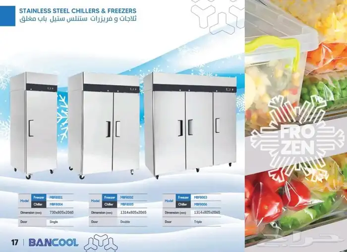 ثلاجات وفريزرات BANCOOL استيل باب مغلق 15