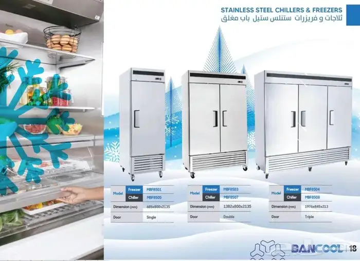 ثلاجات وفريزرات BANCOOL استيل باب مغلق 14