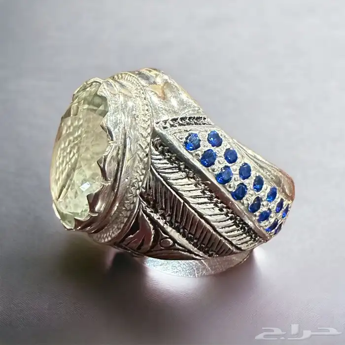 خاتم فضة بحجر اكوامارين طبيعي صياغة الفخامة LUX980 (الشريف) 3