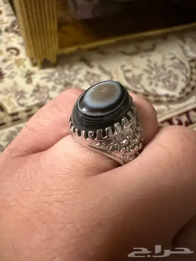 خاتم عقيق سليماني فخم جدا  فضه ثقيل 0