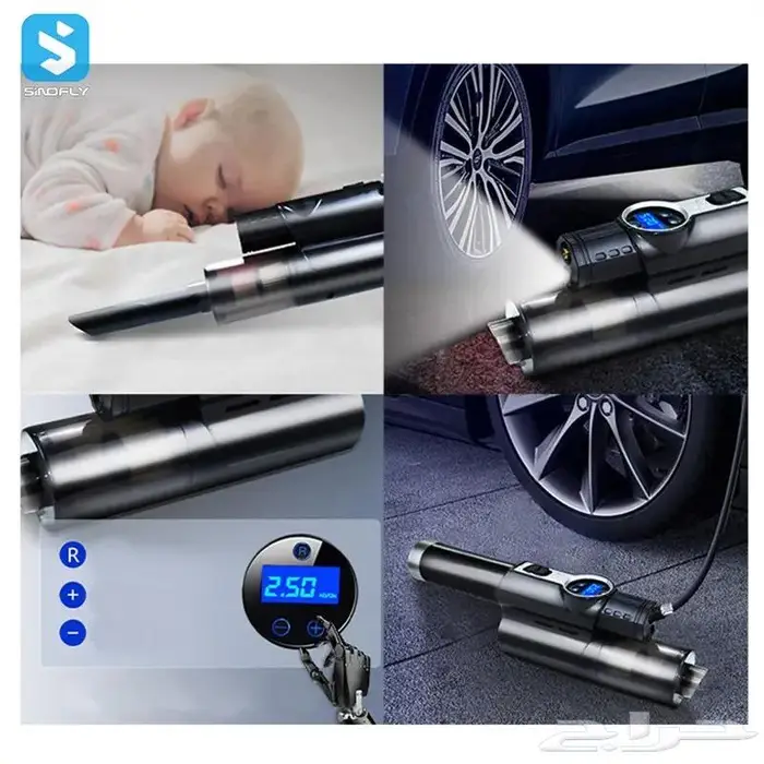 منفاخ كفرات مع مكنسة سيارات محمولة 5