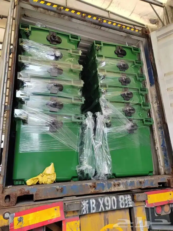 حاويات نفايات بلاستيك حجم 660 لتر و حجم 1100 لتر نظام 4 كفر 6