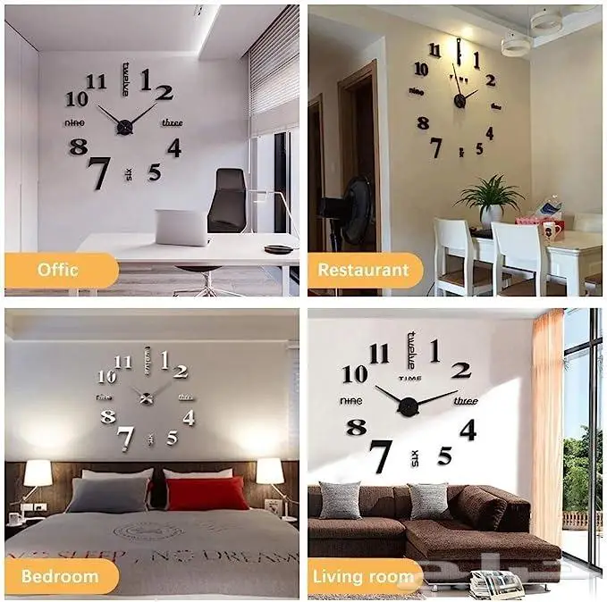 ساعة حائط كبيرة ثلاثية الأبعاد من الأكريليك 4