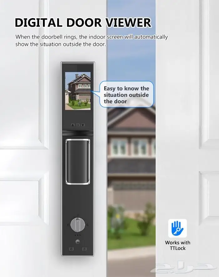 قفل الكتروني باب ذكي بصمه وأرقام سريه smart door lock 7