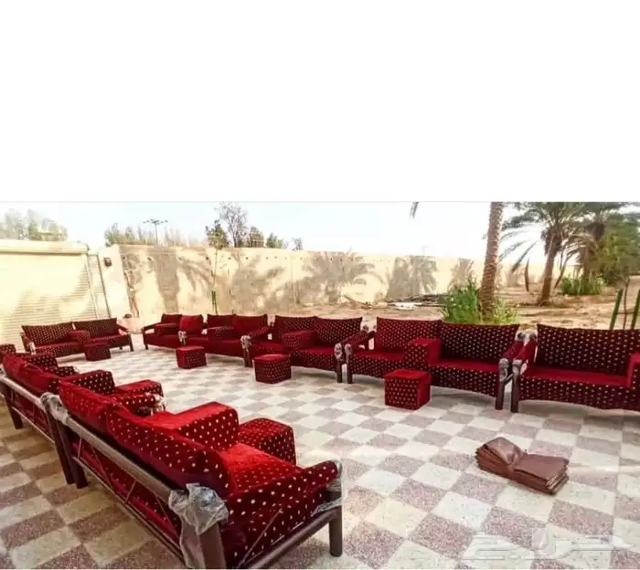 جلسات خارجية حديد مع خشب بويه فرم حراري اطقم ومفردجمله وقطاع 36