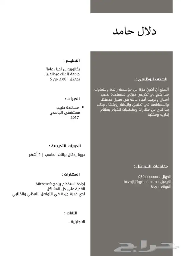 تصميم سيرة ذاتية باللغة العربية 2
