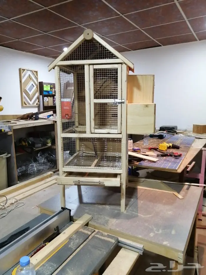 قفص مع بيت بياضه درة 5