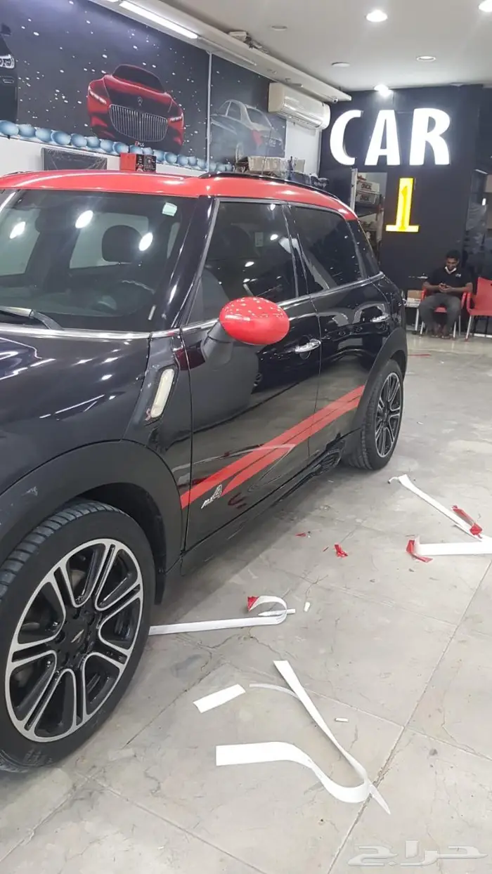 تجليد مرايات وسقف الميني كوبر واضافة الخطوط 16