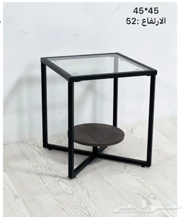طاوله حديث ا قزاز مع حديد وخشب وتس فقط 13