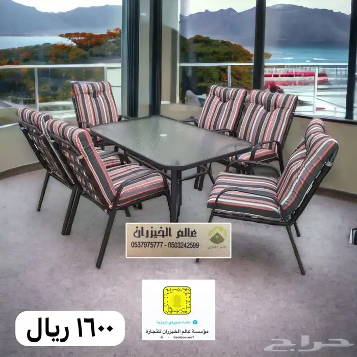 جلسات خيزران طاولات كراسي خشب حديد مطلات حديقه 25