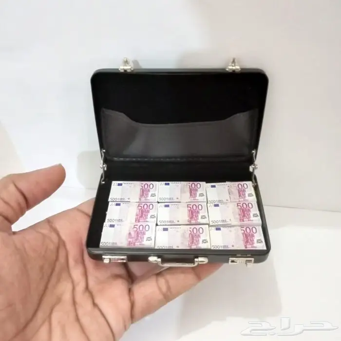 مجسم مصغر لشنطة سامسونايت وعملات مصغرة بفئة ربطات 500 يورو 2
