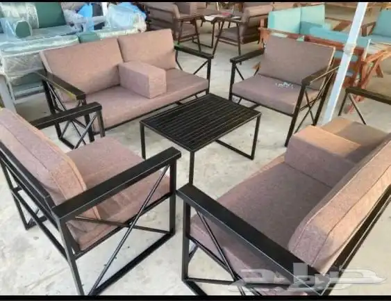 كرسي طقم كامل خشب او حديد 4