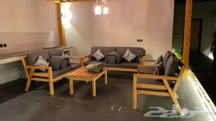 كرسي طقم كامل خشب او حديد 5