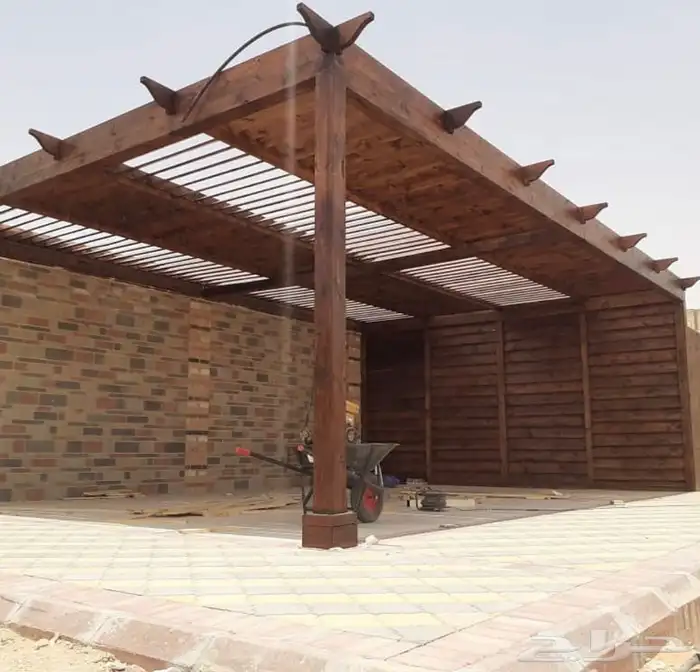 جلسات خشبيه ومظلات بافخم التصاميم الهندسية 13