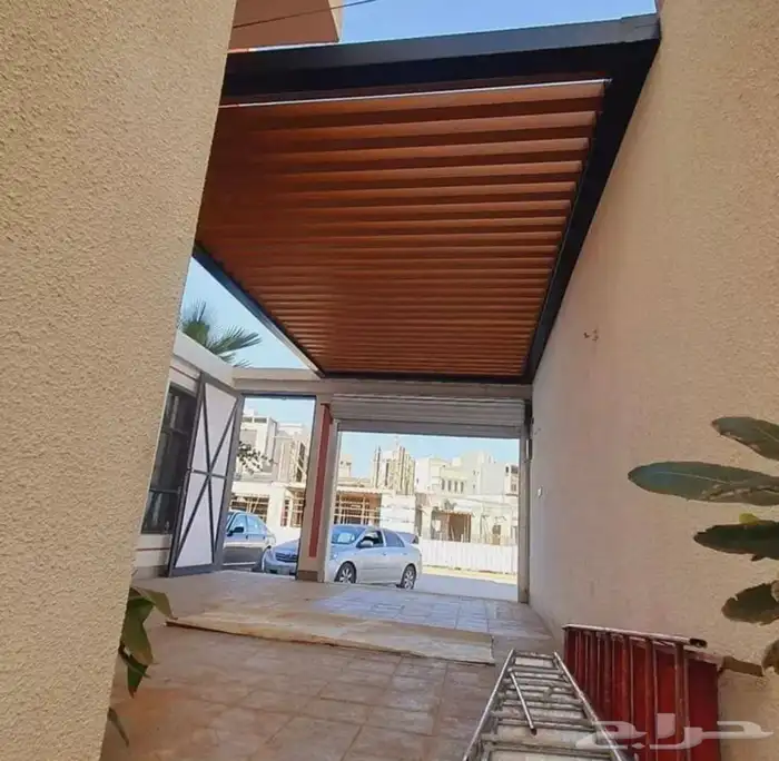 جلسات خشبيه ومظلات بافخم التصاميم الهندسية 4