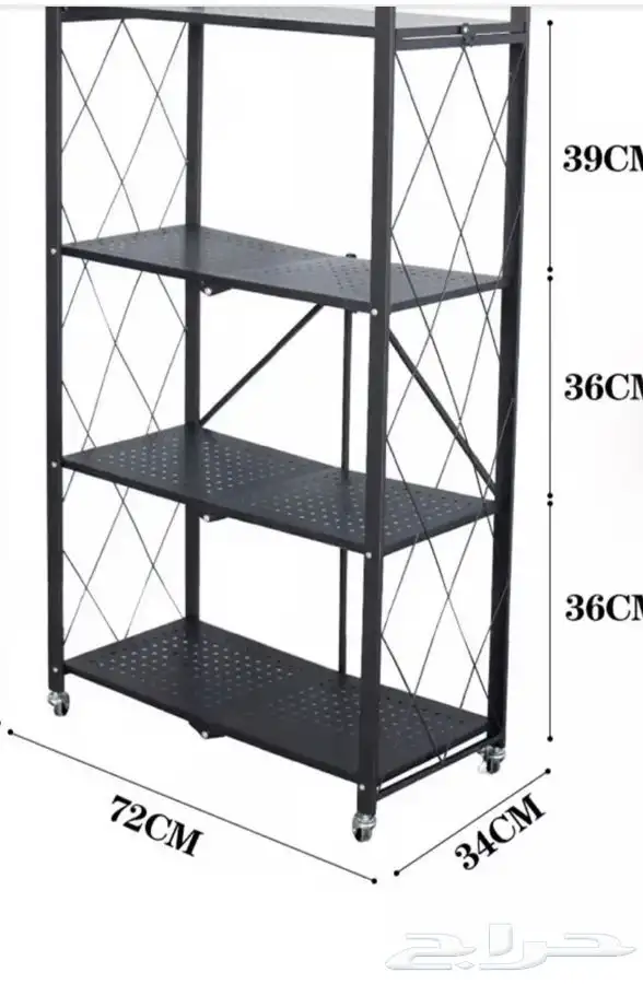 رف تخزين 4 طوابق قابل للطي متعدد ابيض واسود 3