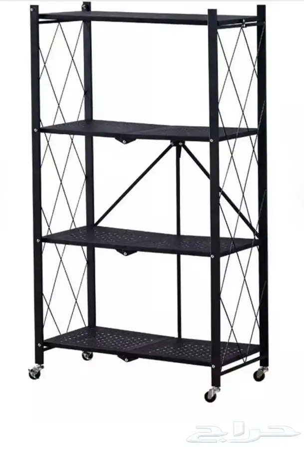 رف تخزين 4 طوابق قابل للطي متعدد ابيض واسود 1