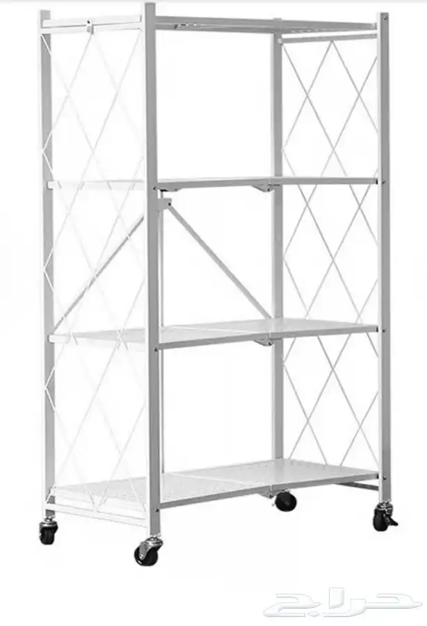 رف تخزين 4 طوابق قابل للطي متعدد ابيض واسود 2