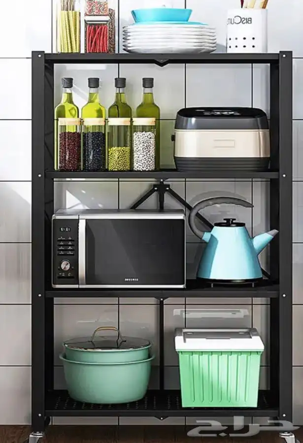 رف تخزين 4 طوابق قابل للطي متعدد ابيض واسود 4