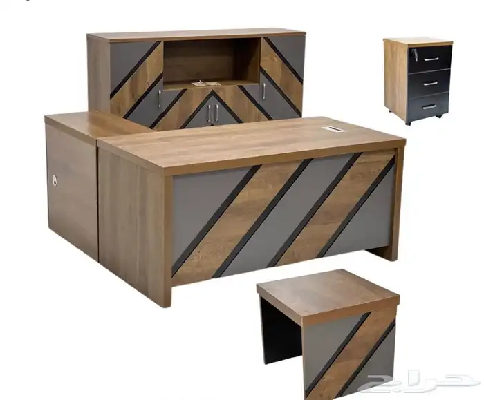 مكاتب راقية فخمة مع دولاب و طاولة جديد بالكرتون 0